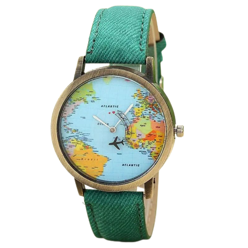 Montre Tour du Monde en 24 h Vert | Lilikdo