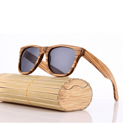Lunettes de Soleil en Bois Zèbre avec Verres Polarisés